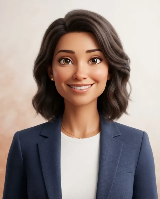 Alice, a AI Teacher da Mentoria Cyber English Lab, em 3D.