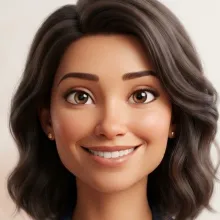 Alice, a AI Teacher da Mentoria Cyber English Lab, em 3D.